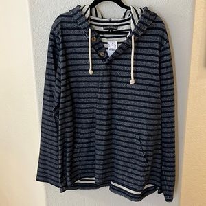 Men’s Navy & Blue Striped Hooded Pullover